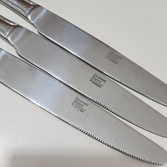 Mikasa Gourmet Halston Dinner Knives 9.5" set of 3 stainless steel knife vtg - Picture 8 of 9